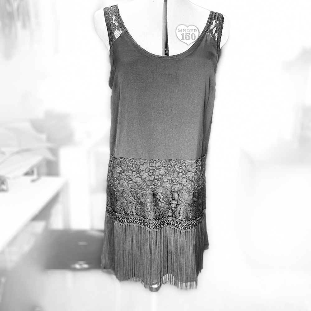 FREE PEOPLE Black shift dress, flapper style hem